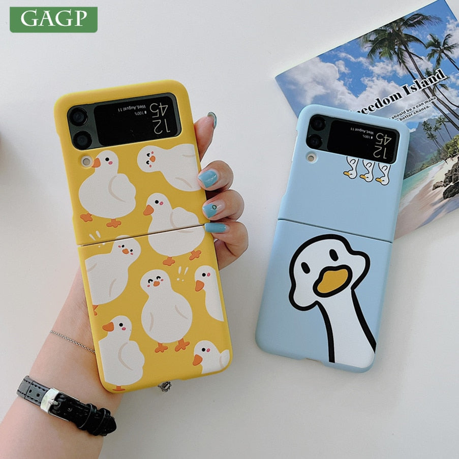 Cute Duck Silicone Phone Case For Samsung Z Flip 4 5G