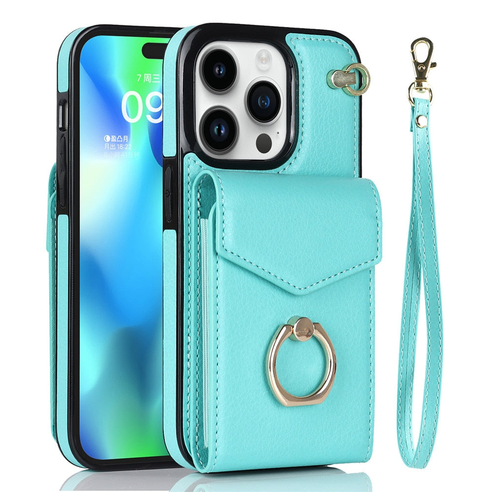 Luxury Leather Wallet iPhone Case