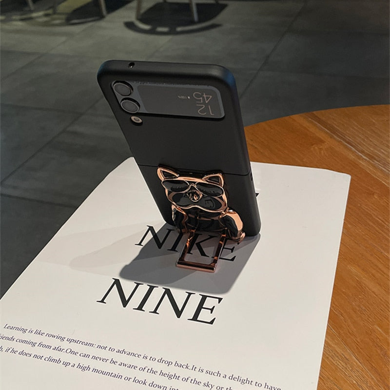 Cartoon Mechanical Dog Holder Case For Samsung Galaxy Z Flip 4 3 5G