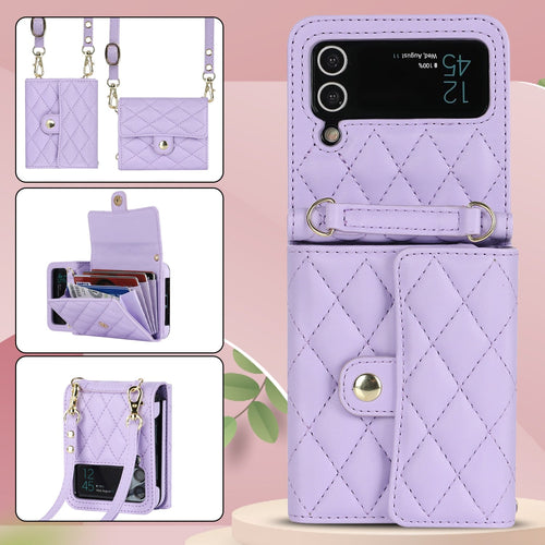 Luxury PU Leather Crossbody Lanyard Holder Magnetic Z Flip 4 & 3 Case