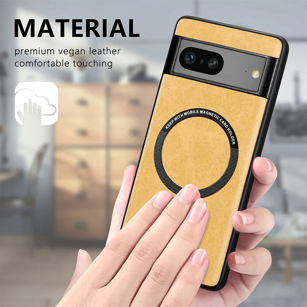 Magnetic Leather Wireless Charging Case For Google Pixel 8