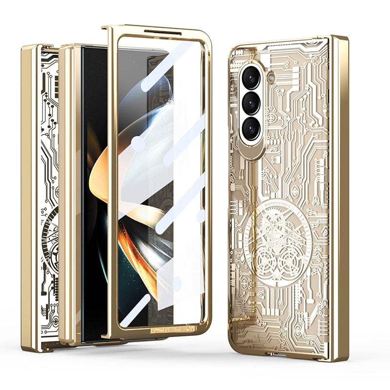 Mechanical Hinge Fashion Star Plating Clear Cover For Samsung Fold 5