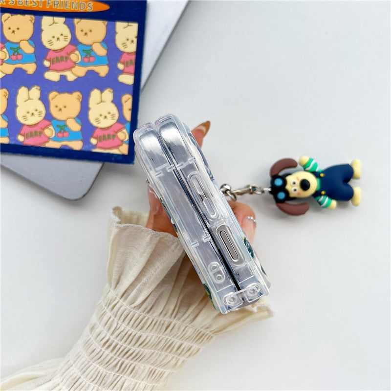 Cute Cartoon Dog Pendant Phone Case For Samsung Galaxy Z Flip