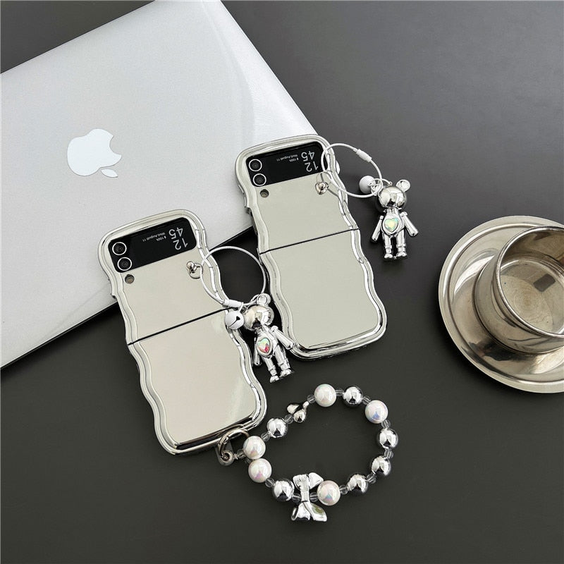Cute Cartoon Bear Pendant Phone Case For Samsung Galaxy Z Flip