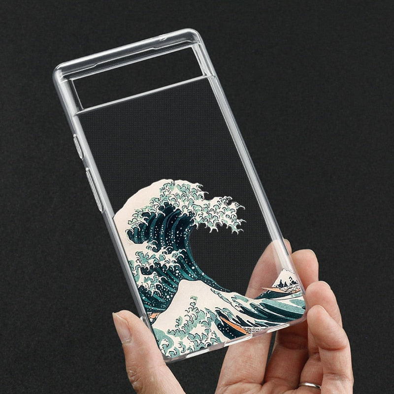 Blue Wave Clear Google Pixel Phone Case