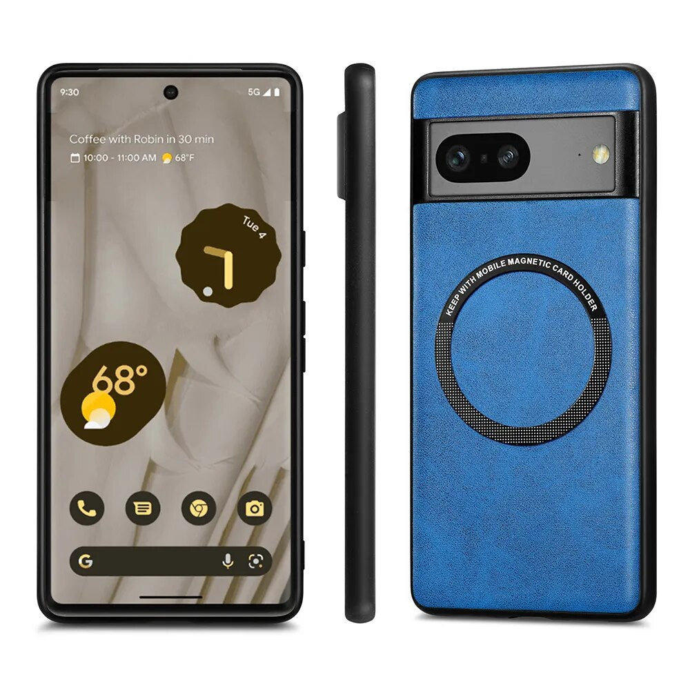 Magnetic Leather Wireless Charging Case For Google Pixel 8