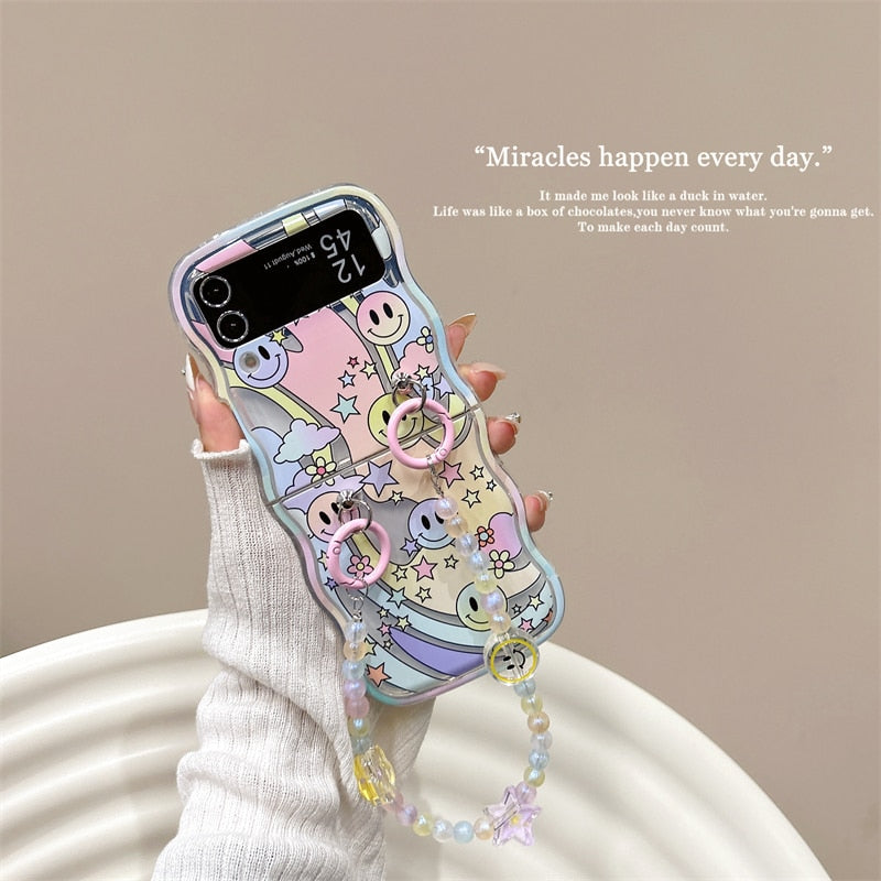 Korean Cute Korean Smile & Star Phone Case For Samsung Galaxy Z