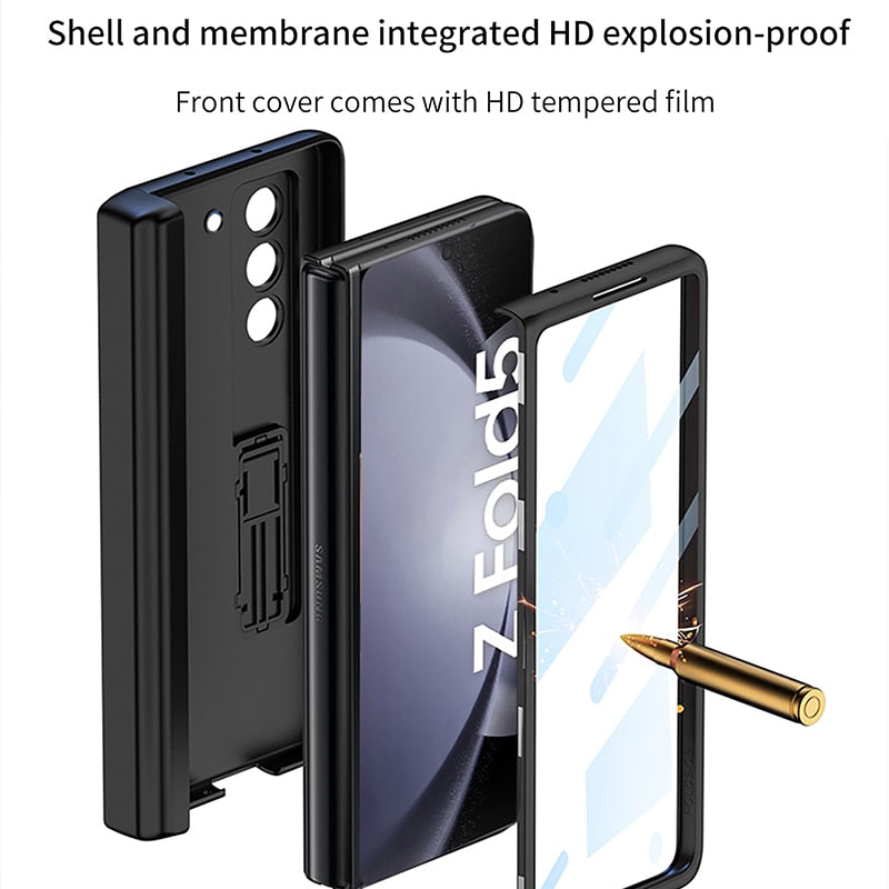 Shockproof Matte Case with Pen Holder For Samsung Galaxy Z Fold 5