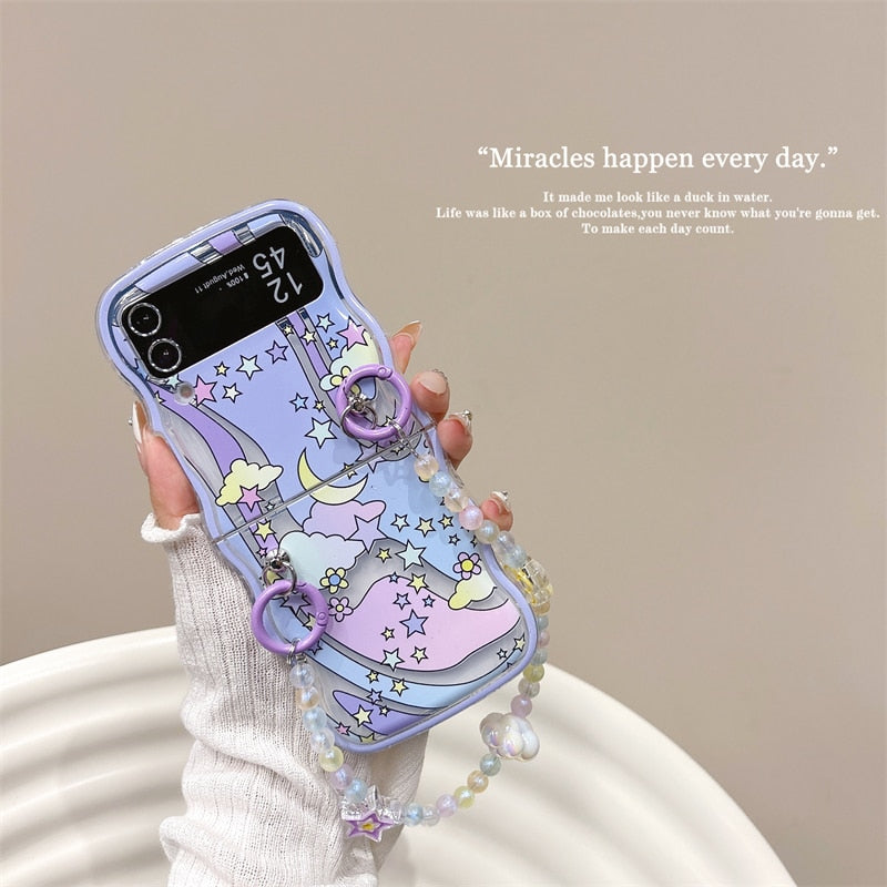 Korean Cute Korean Smile & Star Phone Case For Samsung Galaxy Z