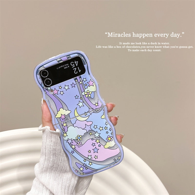 Korean Cute Korean Smile & Star Phone Case For Samsung Galaxy Z