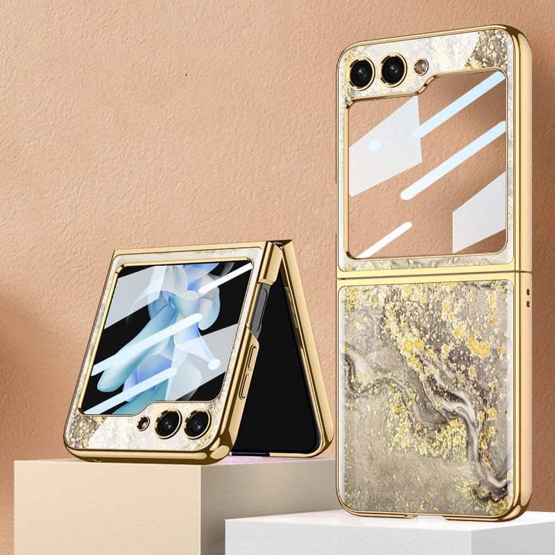 Shockproof Plating marble Case For Samsung Galaxy Z Flip 5