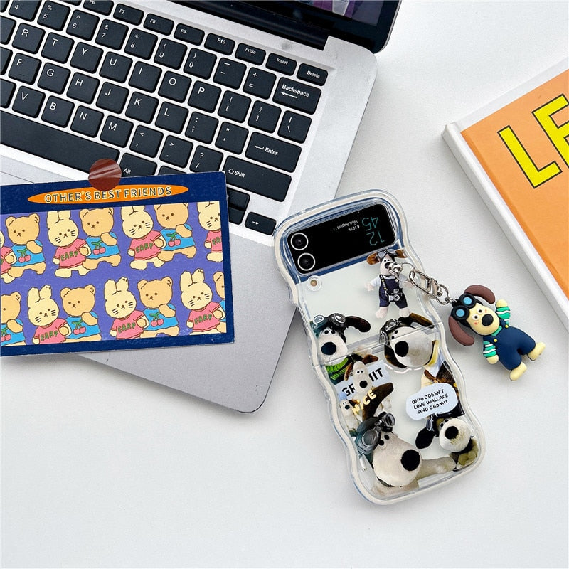 Cute Cartoon Dog Pendant Phone Case For Samsung Galaxy Z Flip