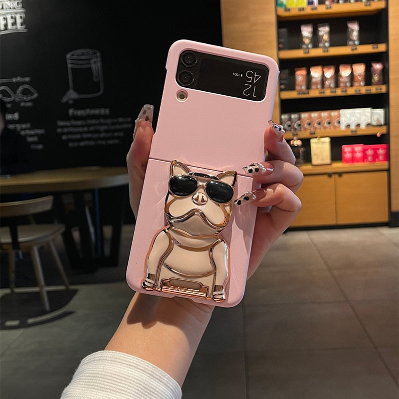 Cartoon Mechanical Dog Holder Case For Samsung Galaxy Z Flip 4 3 5G