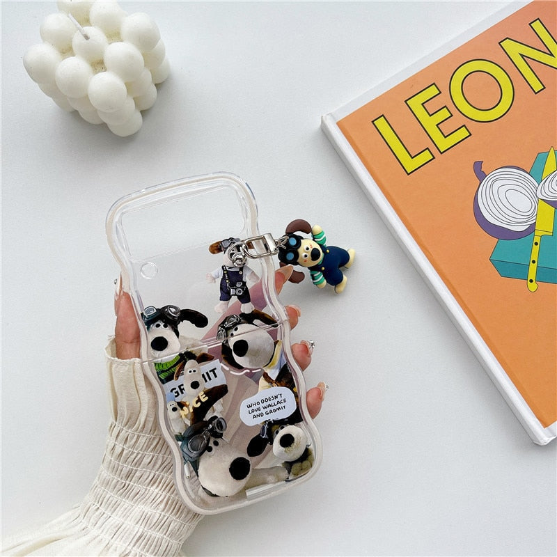 Cute Cartoon Dog Pendant Phone Case For Samsung Galaxy Z Flip