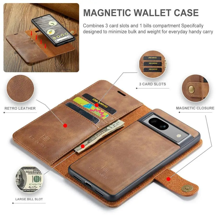 Magnetic Leather Wallet Case for Google Pixel