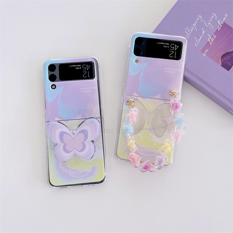 Cute Butterfly Bracelet Phone Stand Case For Samsung Galaxy Z Flip 3 5G