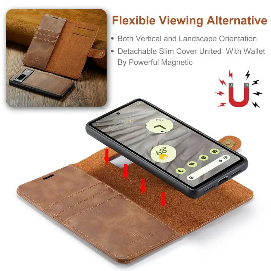 Magnetic Leather Wallet Case for Google Pixel