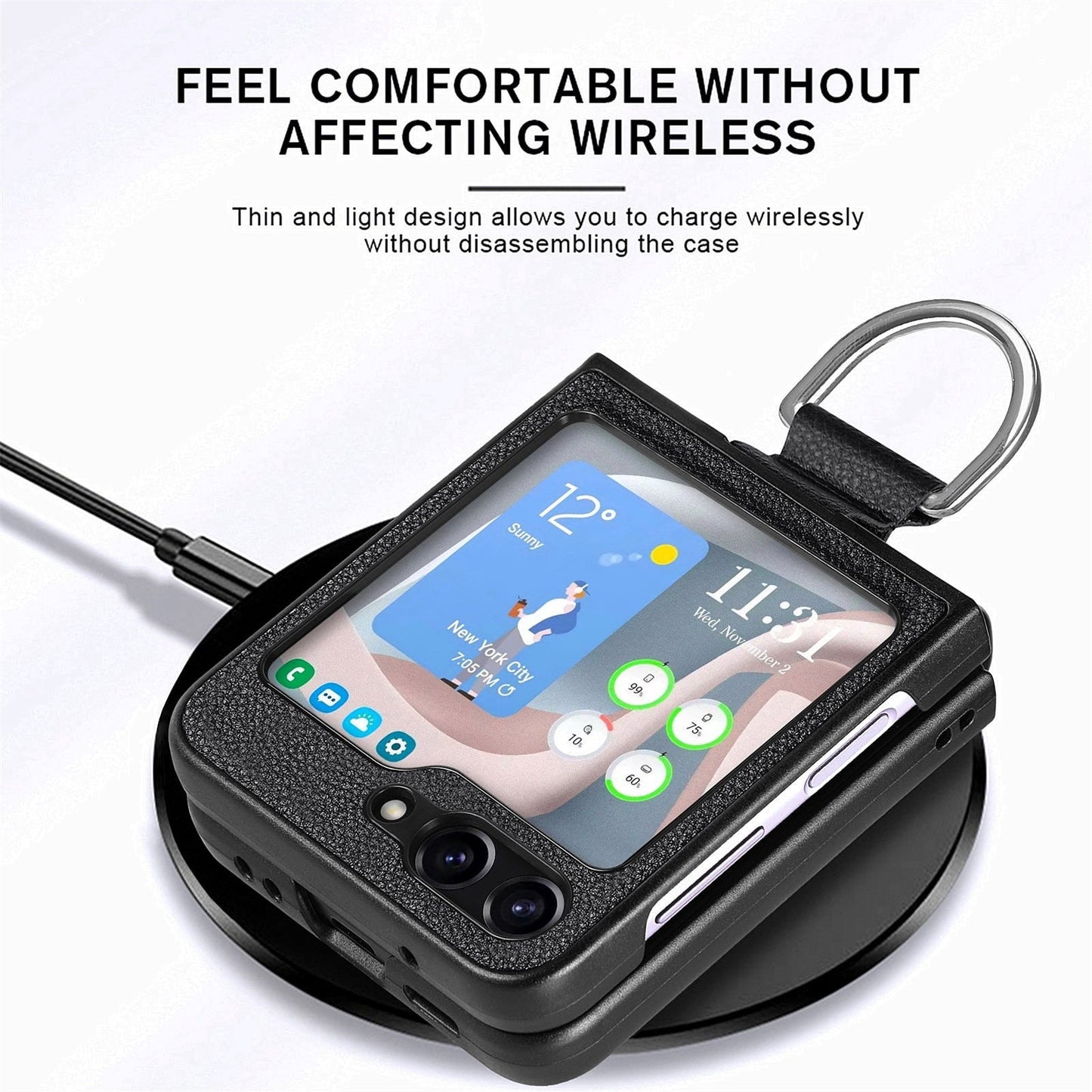 Shockproof Leather Ring Case for Samsung Galaxy Z Flip 5