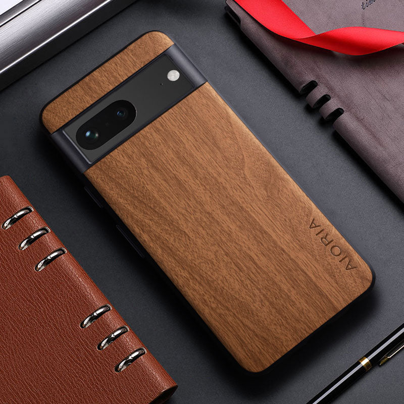 Bamboo Wood Pattern Leather Case For Google Pixel 7