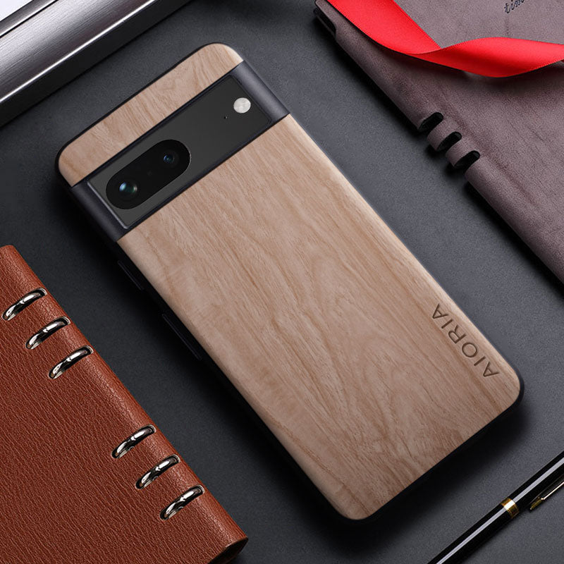 Bamboo Wood Pattern Leather Case For Google Pixel 7