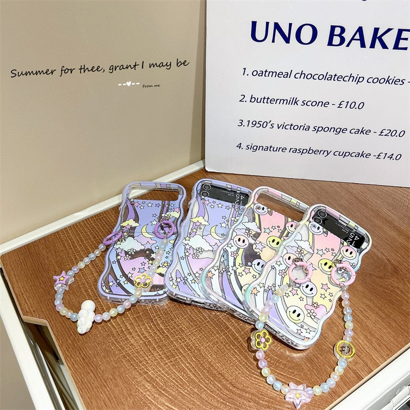 Korean Cute Korean Smile & Star Phone Case For Samsung Galaxy Z