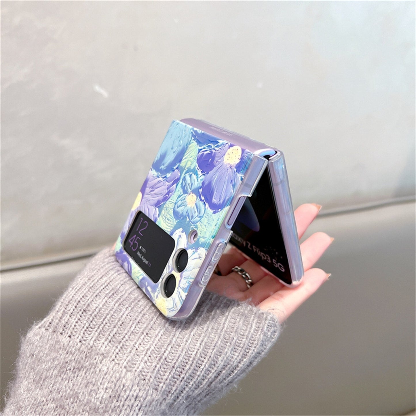 Korean Oil Painting Flowers Case Strap for Samsung Galaxy Z Flip 3 & 4