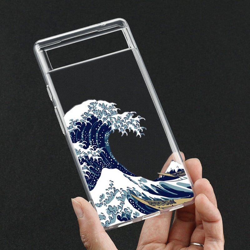 Blue Wave Clear Google Pixel Phone Case