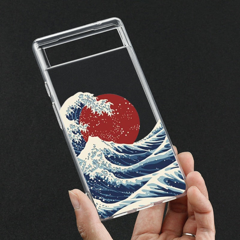 Blue Wave Clear Google Pixel Phone Case