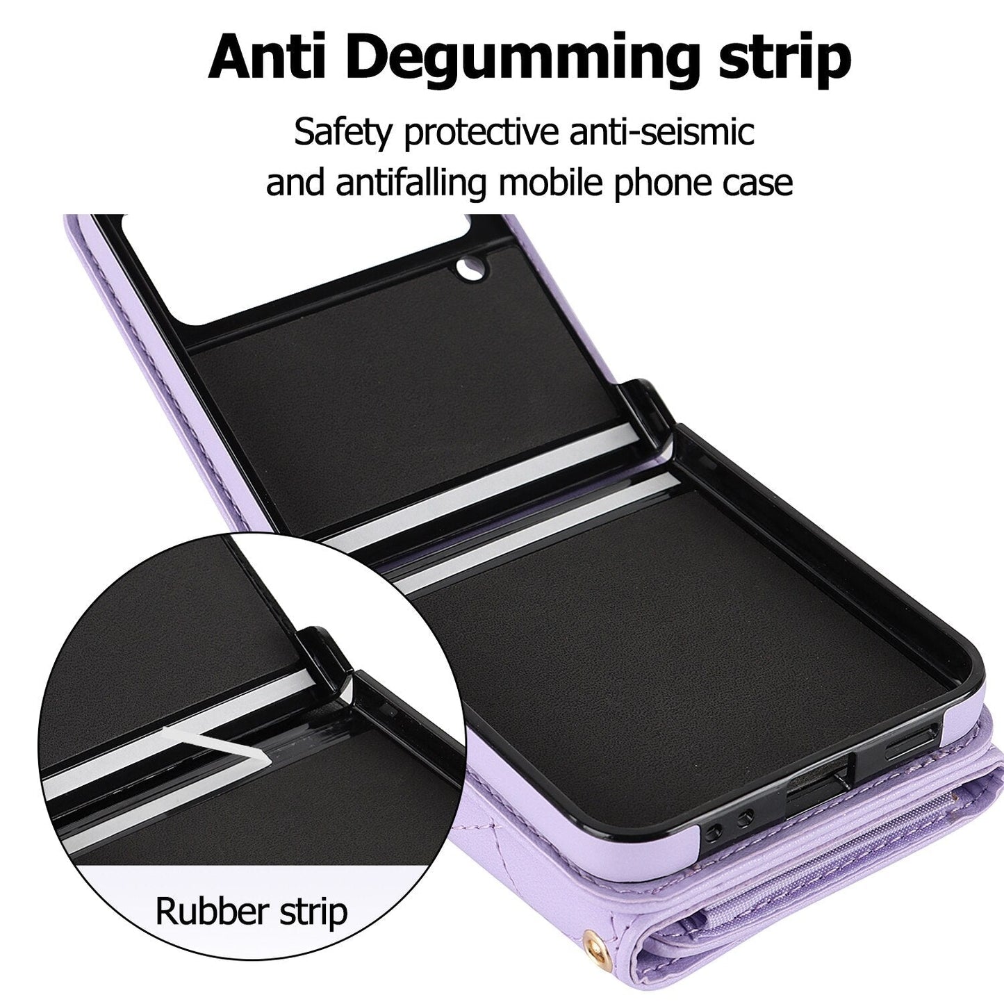 Luxury PU Leather Crossbody Lanyard Holder Magnetic Z Flip 4 & 3 Case