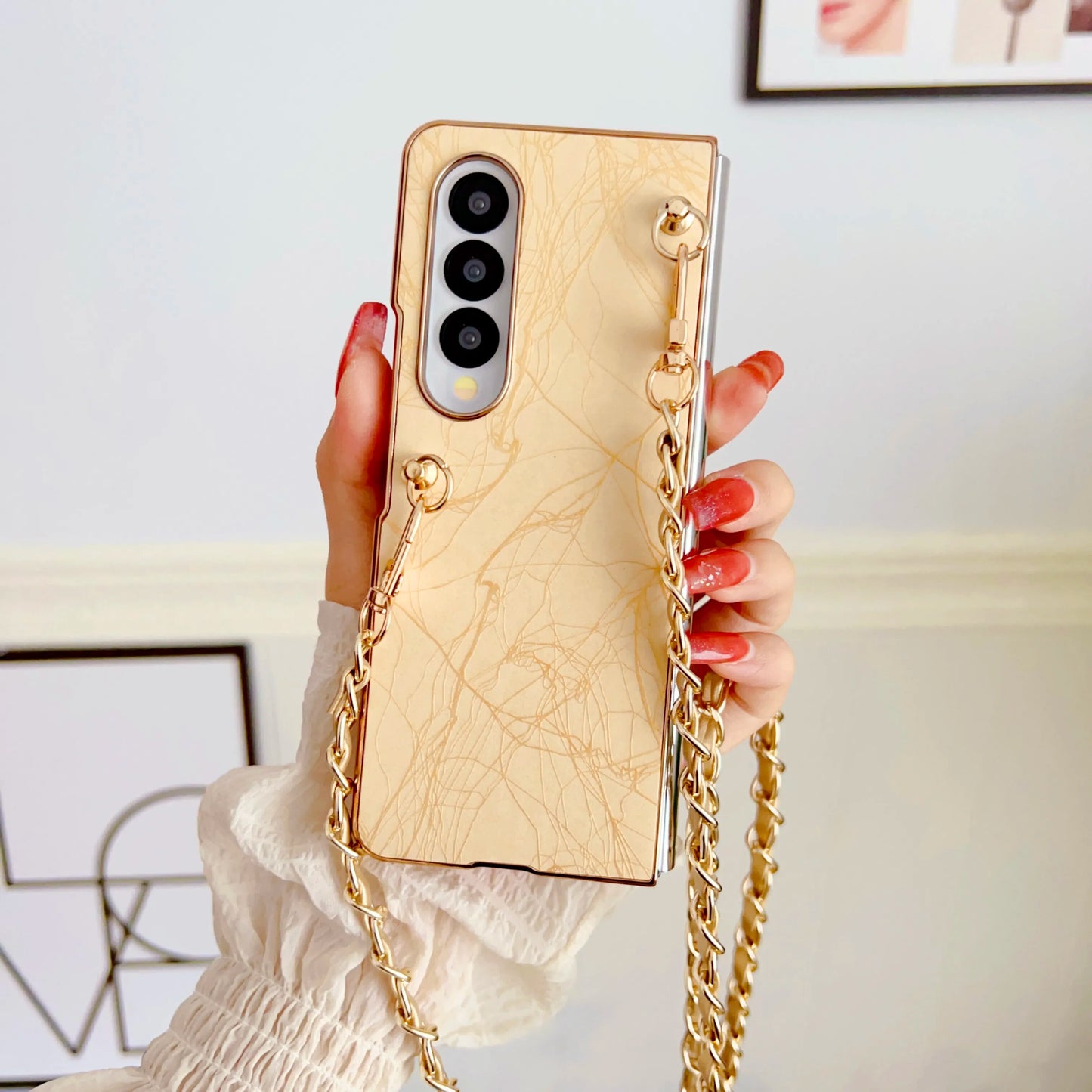 Luxury Electroplated Painted With Bracelet case For Samsung Galaxy Z Fold