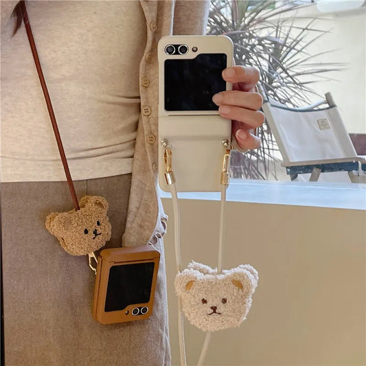 3D Cartoon Plush Bear Case For Samsung Galaxy Z Flip 5