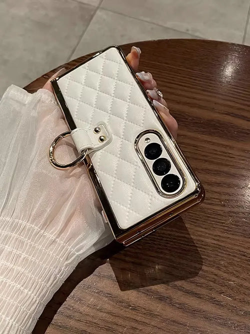 Luxury Leather Case With Ring Screen Protector For Samsung Galaxy Z Fold