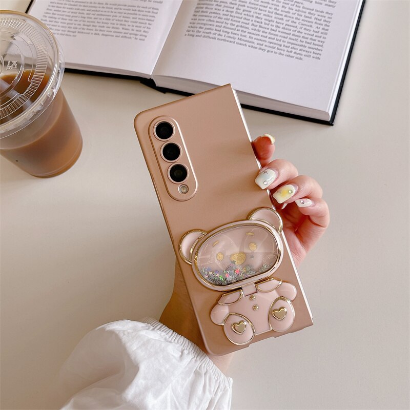 Cute Mirror Bear Bracket Stand For Samsung Galaxy Z Fold