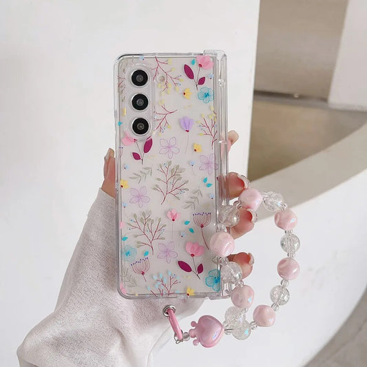 Cute Case Flowers Bracelet For Samsung Galaxy Z Fold