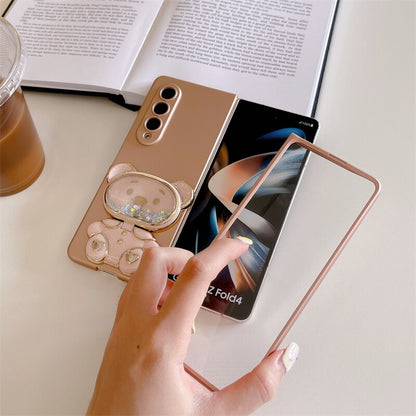 Cute Mirror Bear Bracket Stand For Samsung Galaxy Z Fold