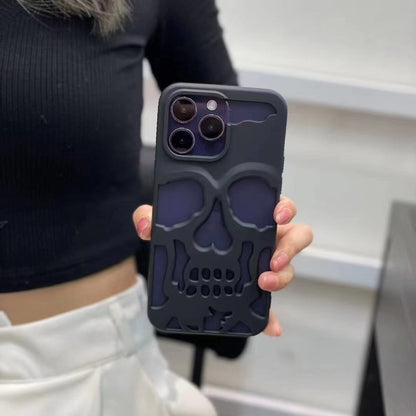 Luxury plating 3D metal Hollow out gothic skull hard Phone Case For iPhone