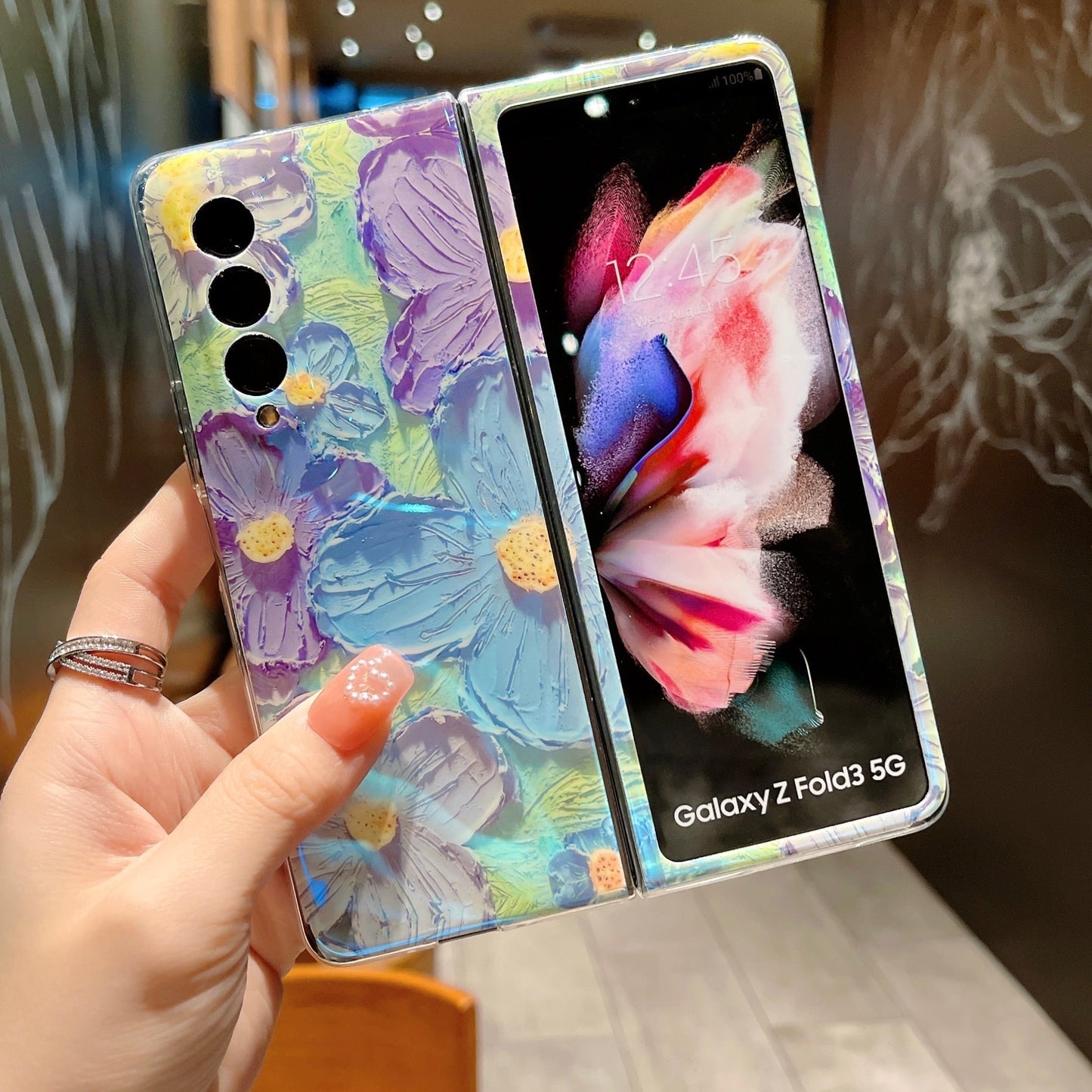 Cute Colorful Oil Painting Flower Phone Case For Samsung Galaxy Z Fold 3 5G