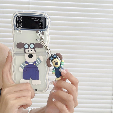 Cute Cartoon Dog Pendant Phone Case For Samsung Galaxy Z Flip