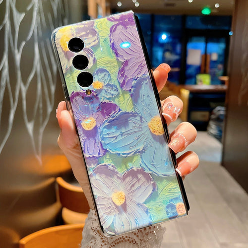 Cute Colorful Oil Painting Flower Phone Case For Samsung Galaxy Z Fold 3 5G