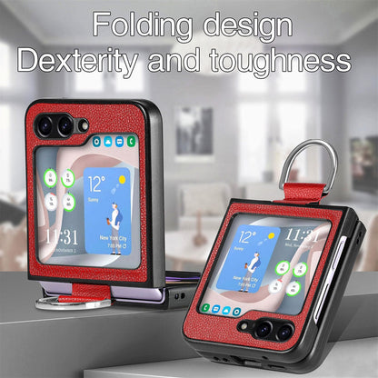 Shockproof Leather Ring Case for Samsung Galaxy Z Flip 5