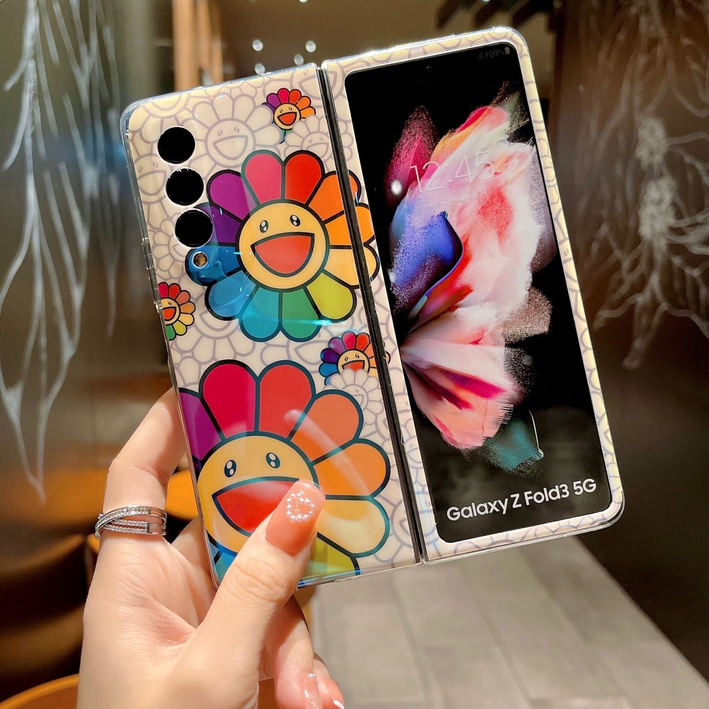 Cute Colorful Oil Painting Flower Phone Case For Samsung Galaxy Z Fold 3 5G